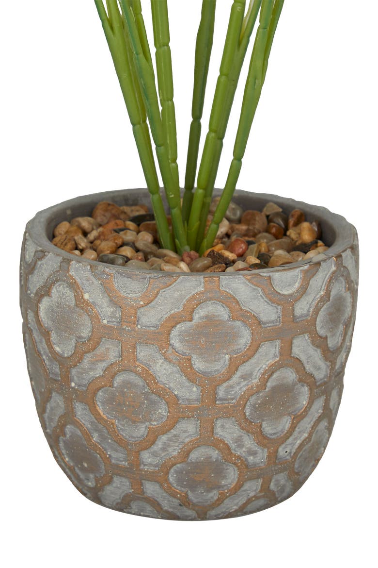 Green Faux Foliage Crotons Artificial Plant with Geometric Patterned Pot, Alternate, color, GREY