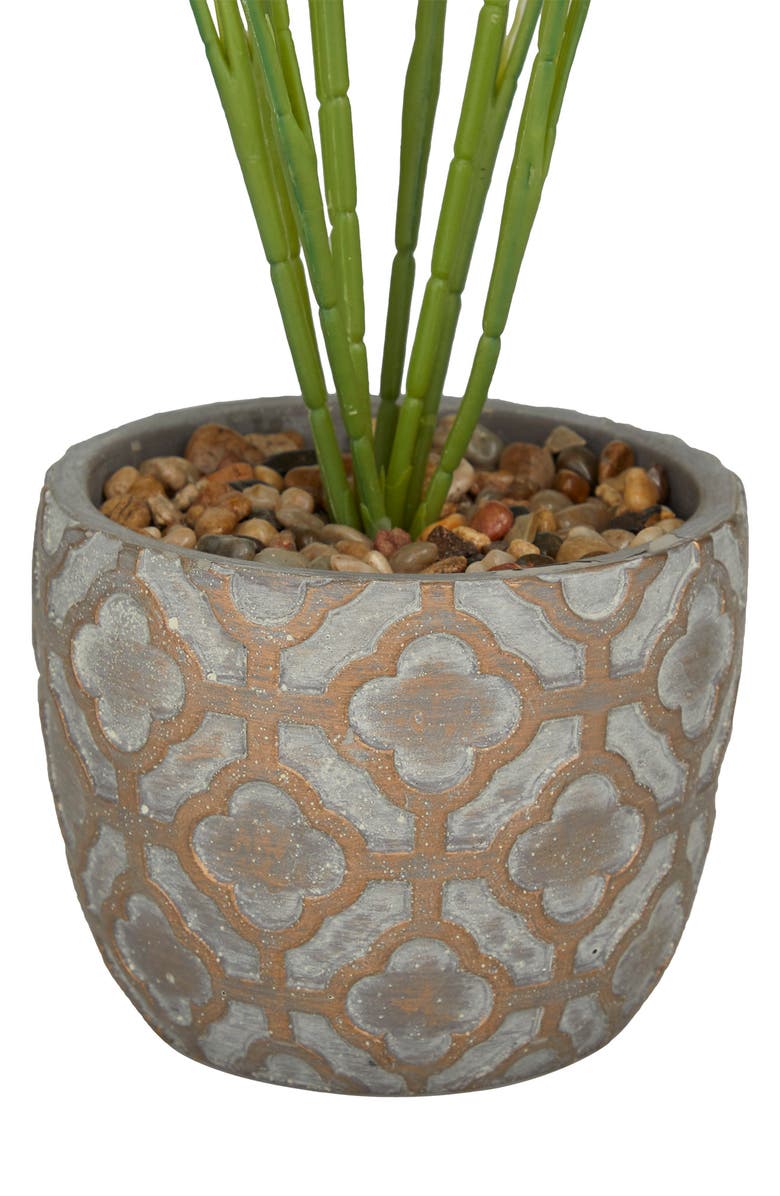 GINGER BIRCH STUDIO Green Faux Foliage Crotons Artificial Plant with Geometric Patterned Pot, Alternate, color, Grey