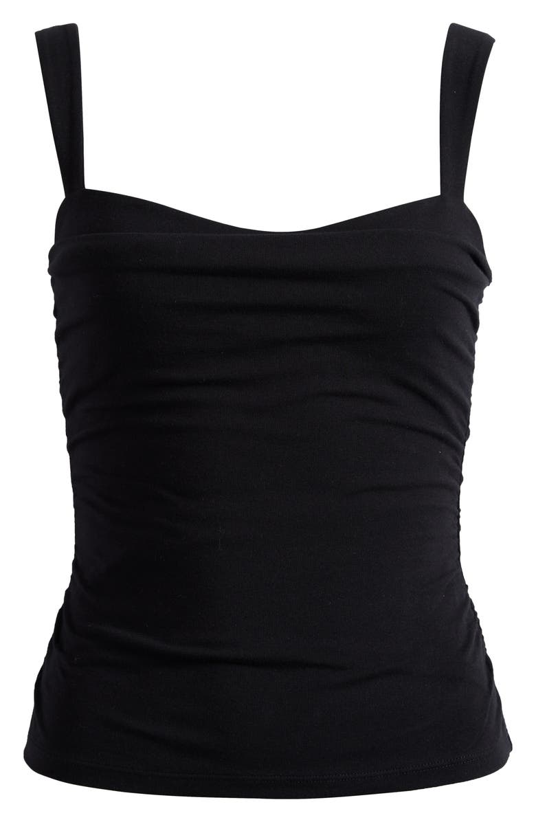 Reformation Trish Ruched Tank, Alternate, color, Black