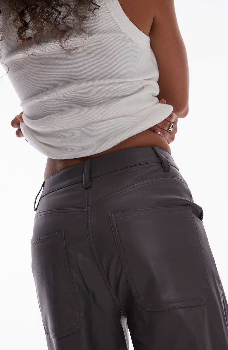 Topshop Straight Leg Faux Leather Pants, Alternate, color, Grey