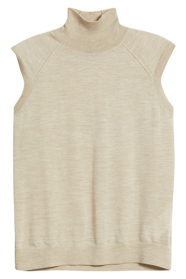 Fipini Turtleneck Sleeveless Virgin Wool Sweater, Alternate, color, LT BGE