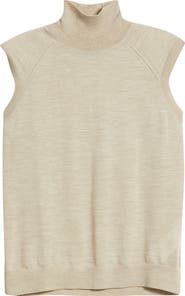 BOSS Fipini Turtleneck Sleeveless Virgin Wool Sweater