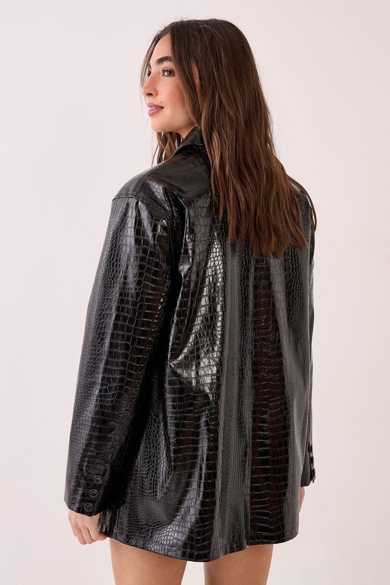Croc Vinyl Faux Leather Clean Jacket, Alternate, color, Black
