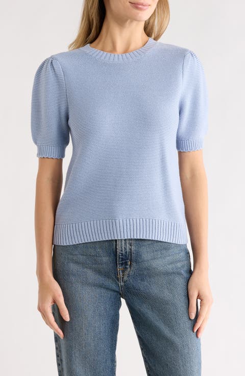 Textured Stitch Short Sleeve Sweater