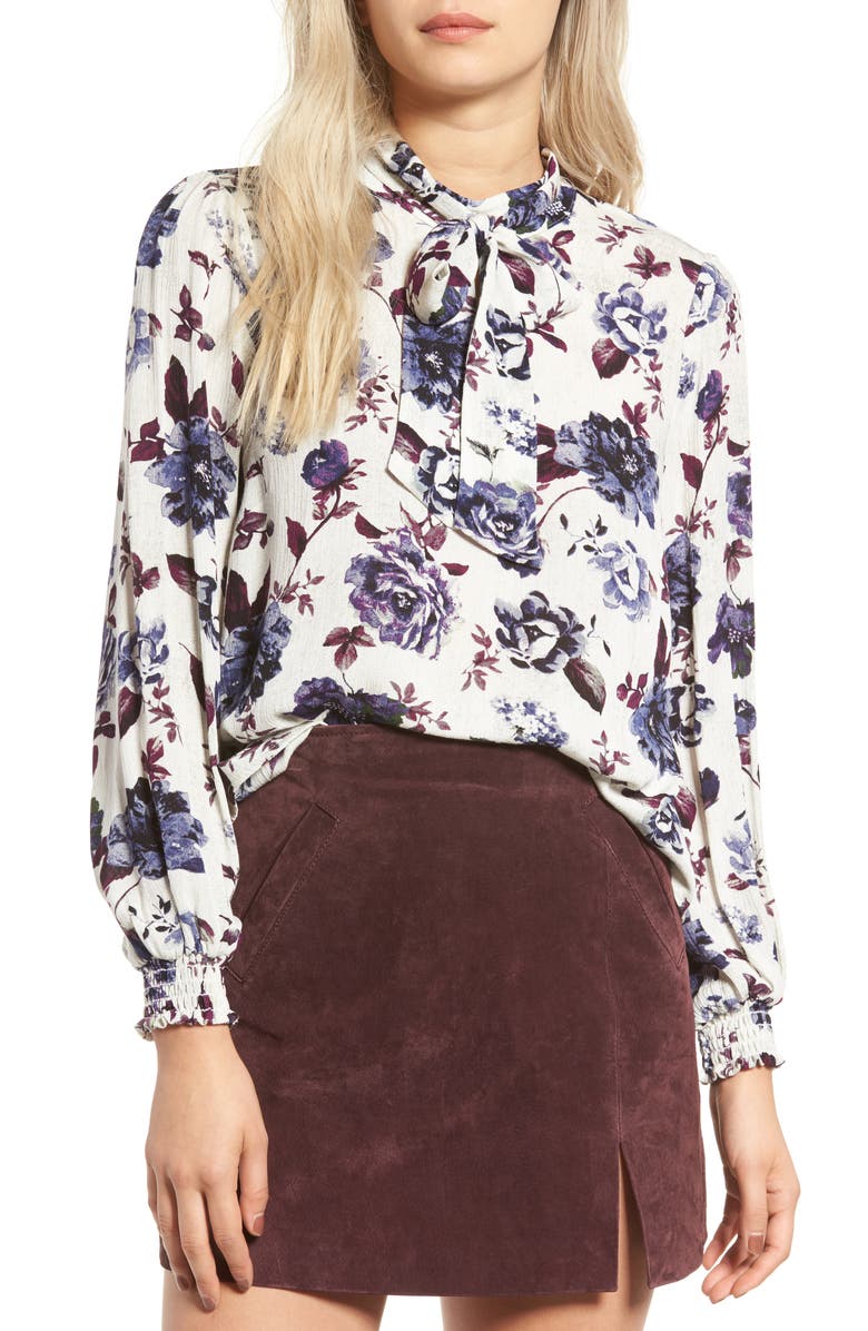 ASTR the Label ASTR Tie Neck Blouse, Main, color, 