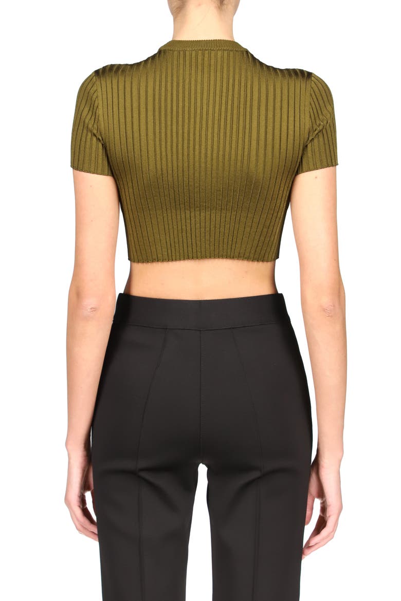 Chain Embellished Knit Crop Top, Alternate, color, BOTTLE GREEN