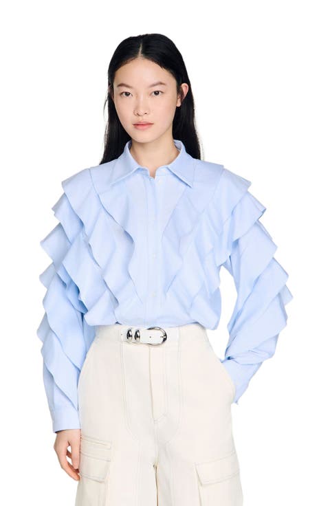 Ruffled cotton shirt