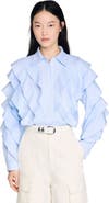 SANDRO Ruffled cotton shirt