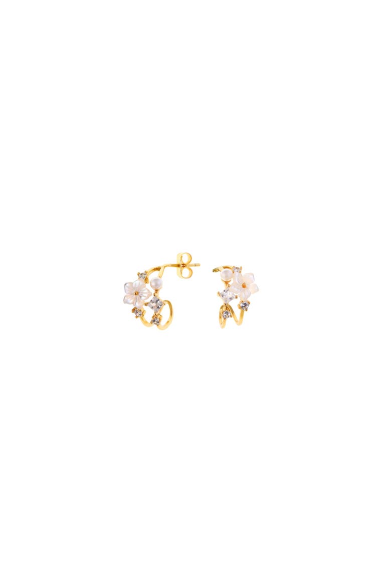 Flores Earrings, Main, color, Silver Gold Plated