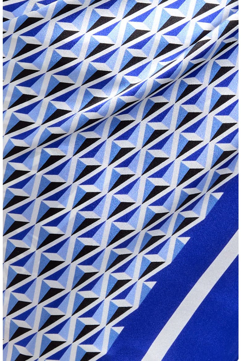 Beachwear Foam Geo Print Silk Scarf, Alternate, color, NAVY