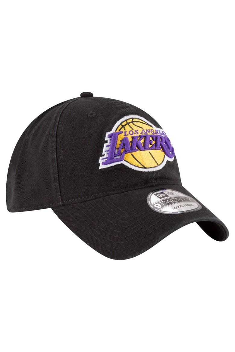 Men's New Era Black Los Angeles Lakers Team 2.0 9TWENTY Adjustable Hat, Alternate, color, Black