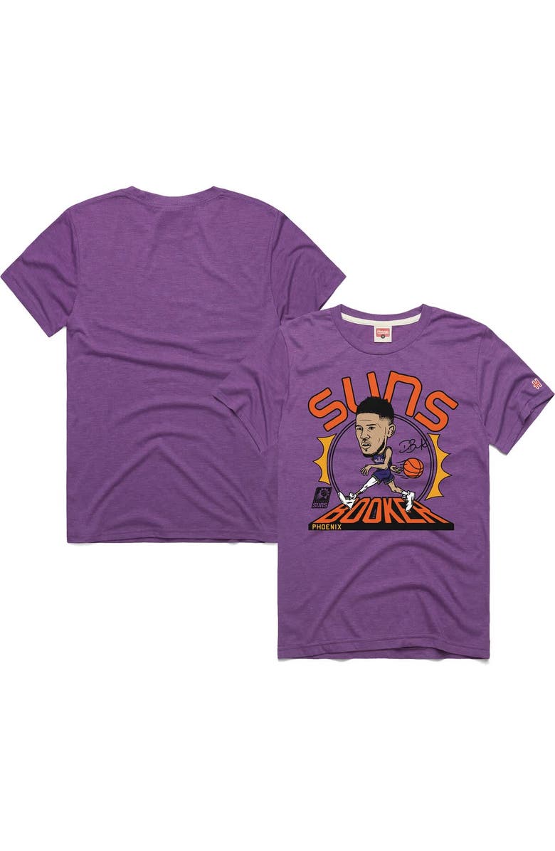 Homage Unisex Homage Devin Booker Purple Phoenix Suns 2024/25 City Edition Caricature Tri-Blend T-Shirt, Main, color, 