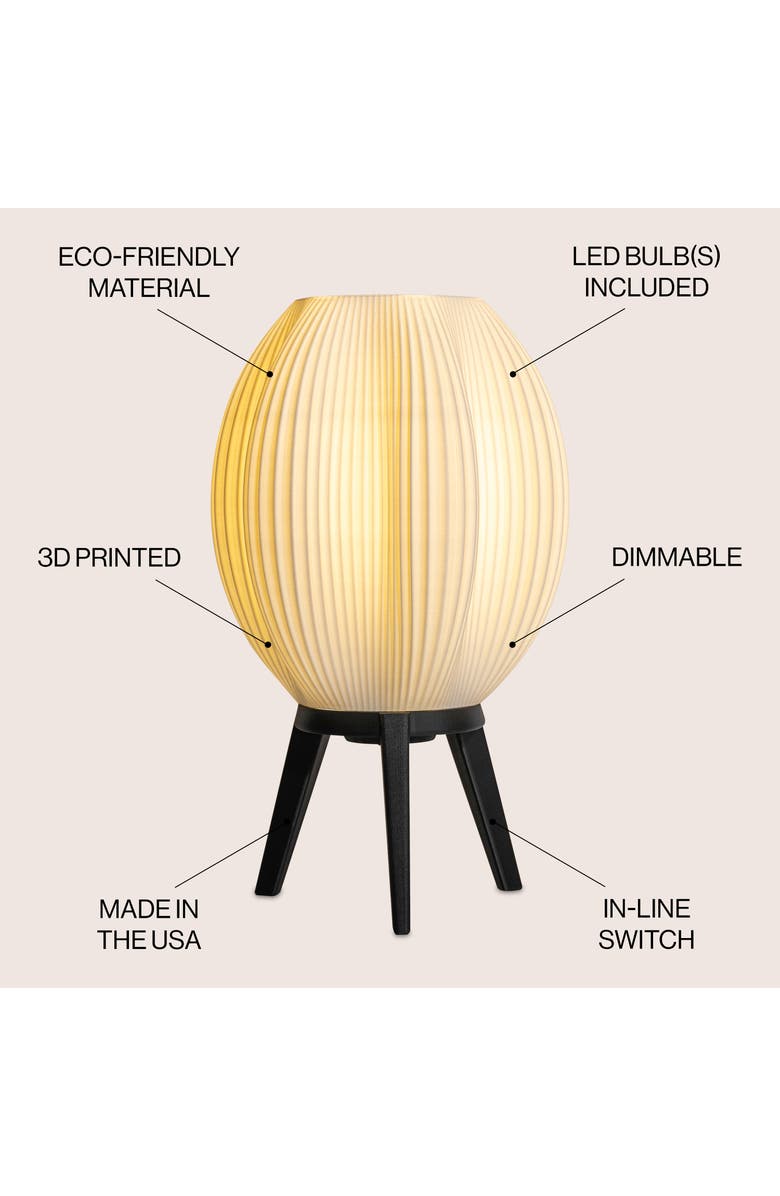 JONATHAN Y Wavy 16.5" Modern Contemporary Plant-Based PLA 3D Printed Dimmable LED Table Lamp, Alternate, color, White/Black