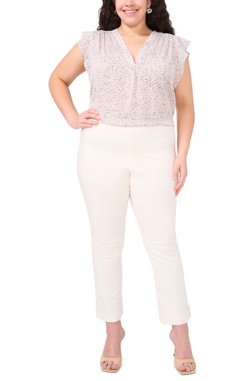 Vince Camuto Floral Ruffle Cap Sleeve Top In New Ivory