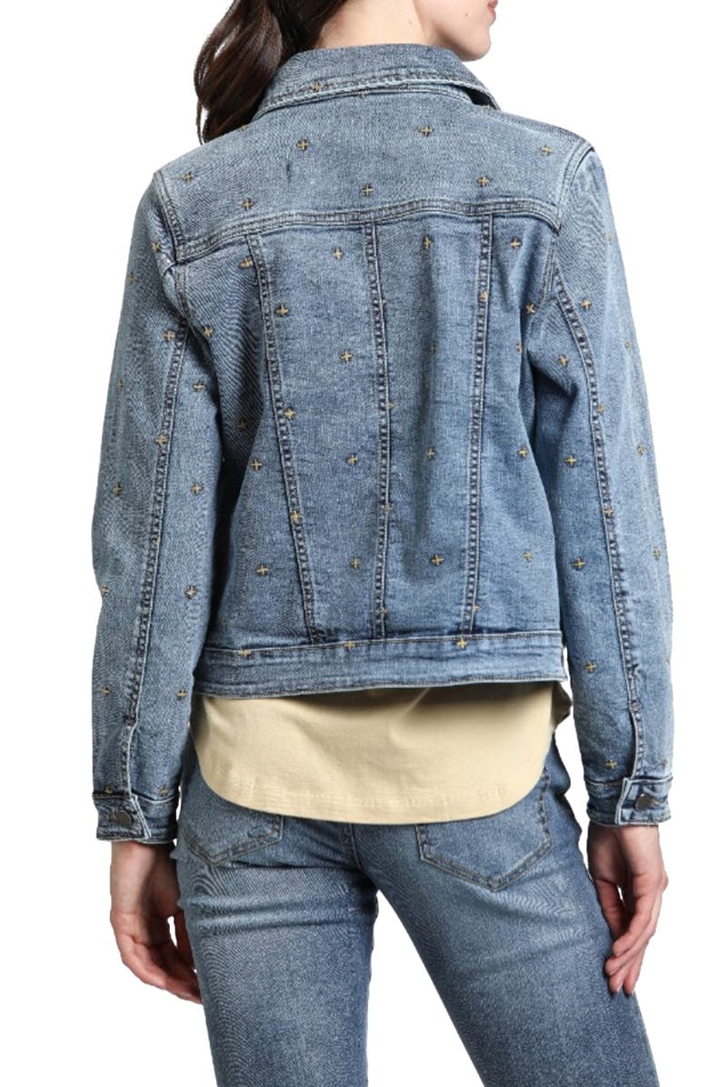 APNY Cross Embroidery Denim Trucker Jacket, Alternate, color, 