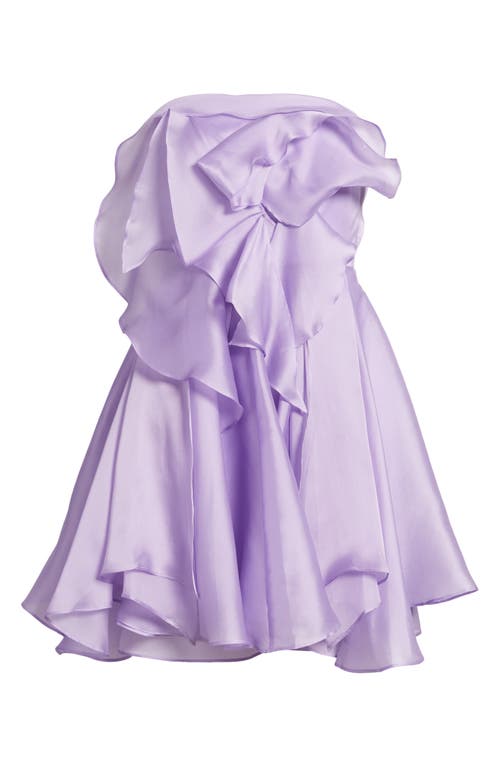 Sonya Moda Rosa Strapless Silk Organza Cocktail Dress In Lilac