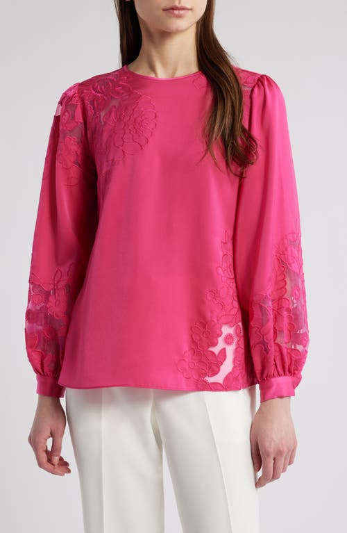 Elie Tahari The Alisa Floral Mesh Long Sleeve Shirt in Luxury Pink  product
