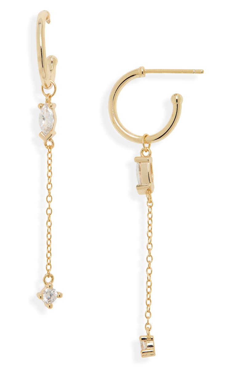 BY ADINA EDEN Adina's Jewels Marquise Chain Drop Hoop Earrings, Main, color, 