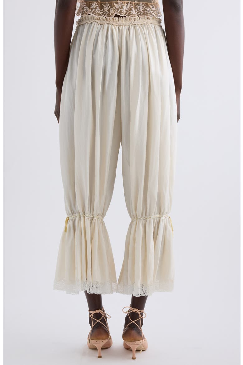 Lace Trim Silk Crop Pants, Alternate, color, COCONUT MILK