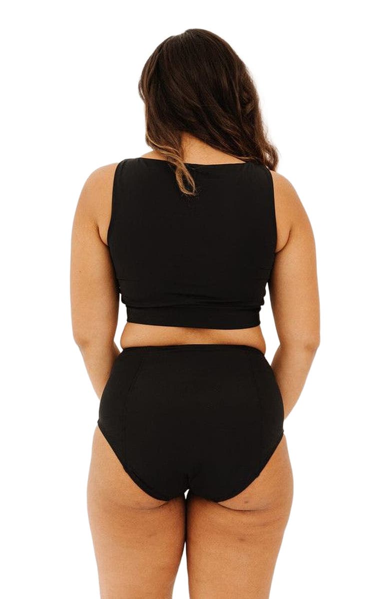 Lime Ricki Swimwear Knotted Crop Top, Alternate, color, Black