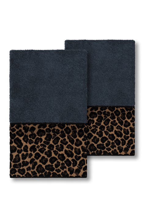 Spots Embellished Hand Towel - Set of 2 - Midnight Blue