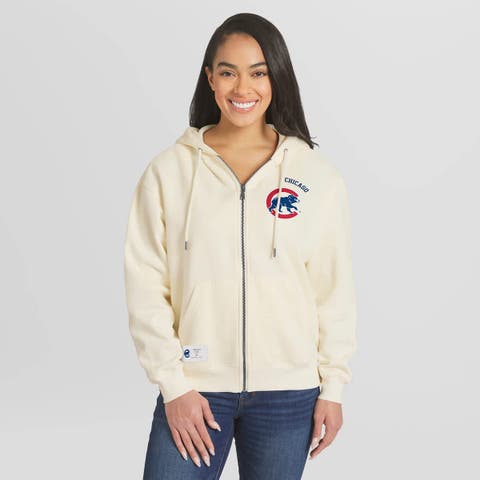 Women's WEAR by Erin Andrews Cream Chicago Cubs Full-Zip Hoodie