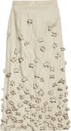 Michael Kors Collection Floral Appliqué Crushed Gabardine Skirt
