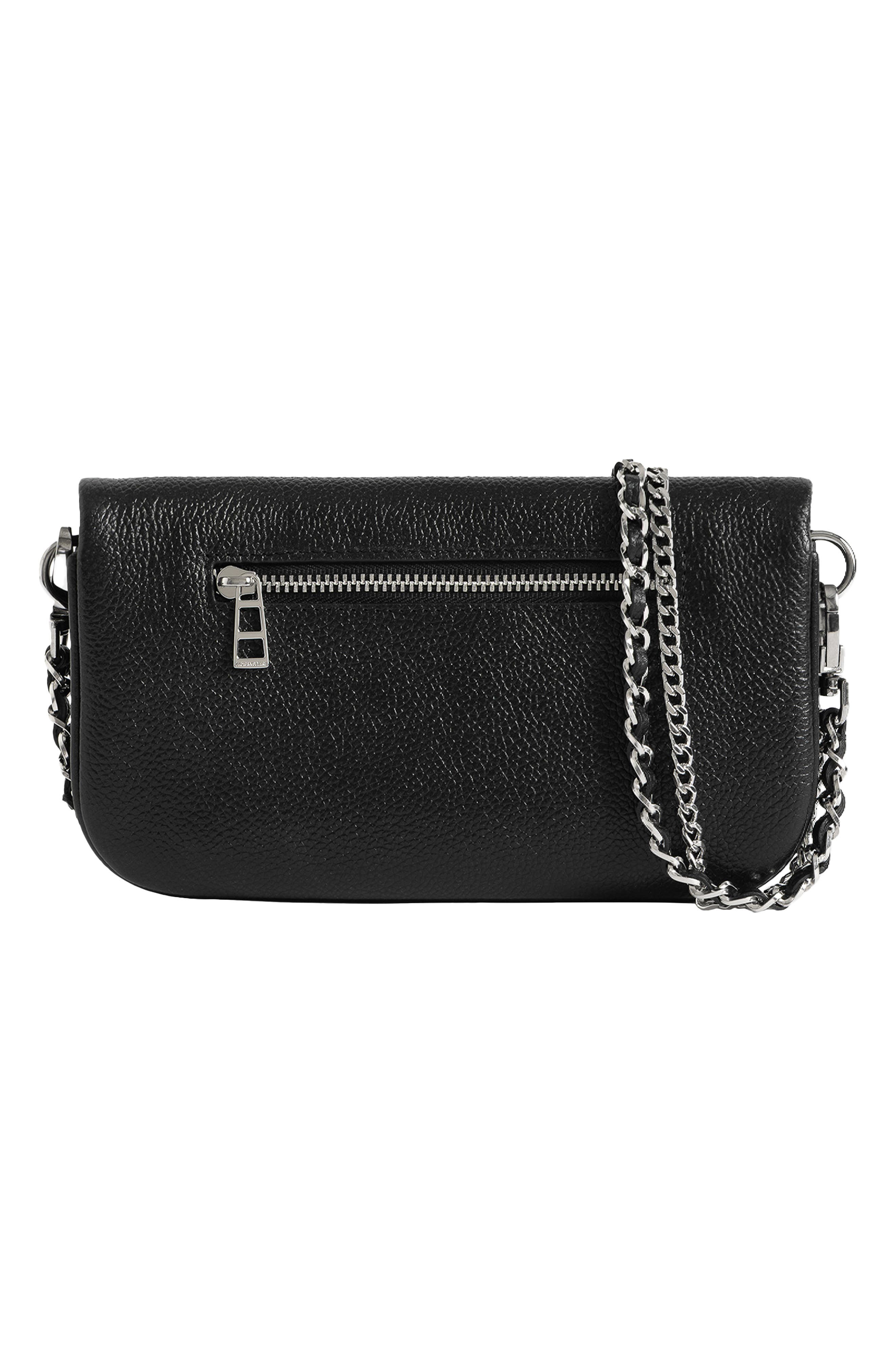 Rock Nano Arty Tag Leather Crossbody Bag, Alternate, color, BLACK