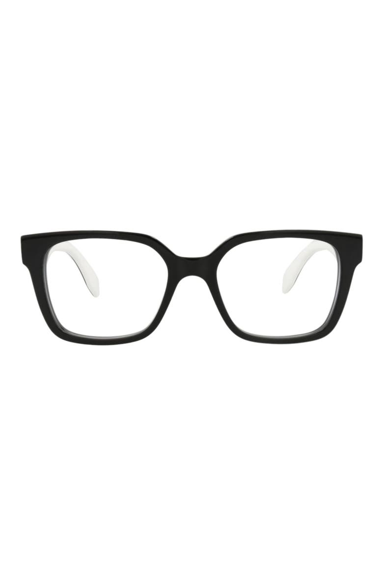52mm Square Optical Glasses, Main, color, BLACK BLACK TRANSPARENT