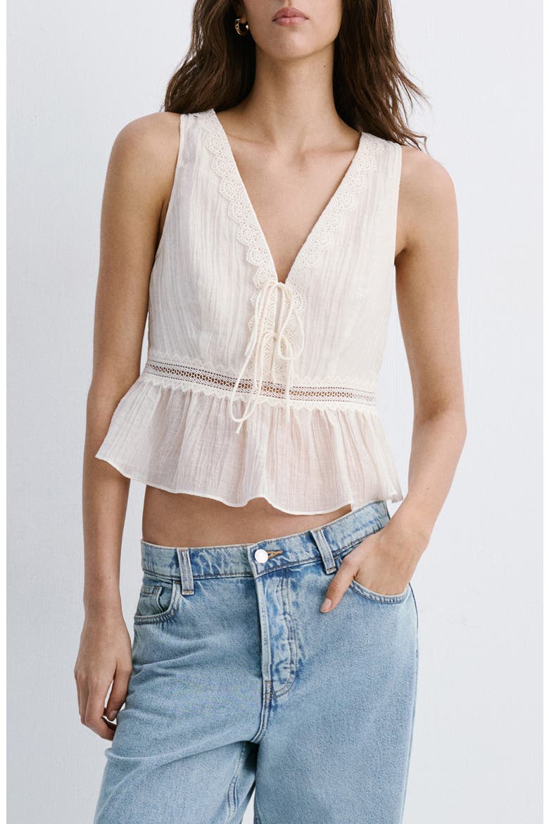 Elena Lace Peplum Top, Main, color, ECRU