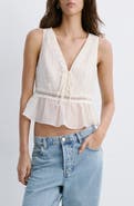 MANGO Elena Lace Peplum Top