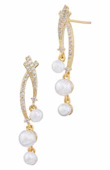 SAVVY CIE JEWELS Cubic Zirconia & Faux Pearl Drop Earrings