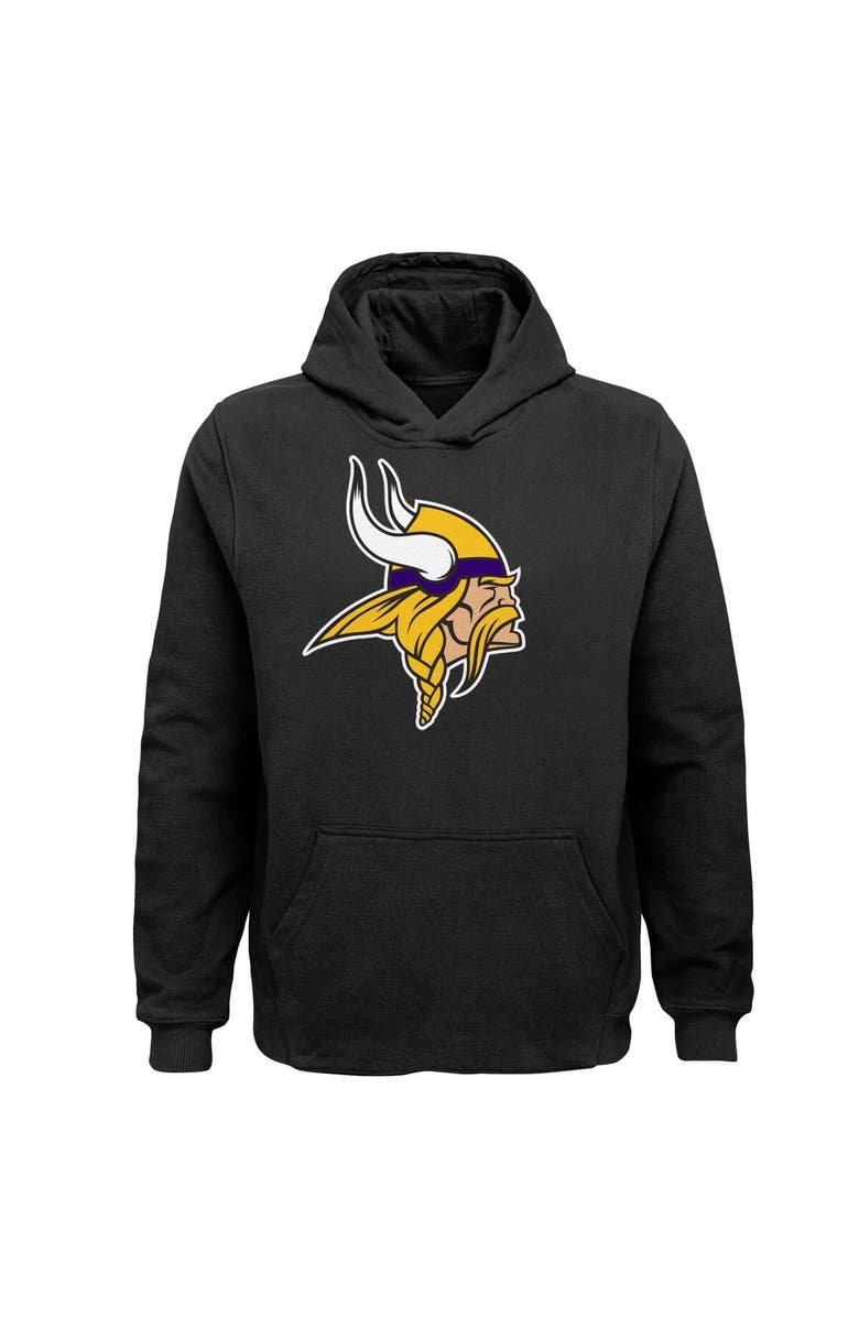 Outerstuff Youth Black Minnesota Vikings Team Logo Pullover Hoodie, Main, color, Black