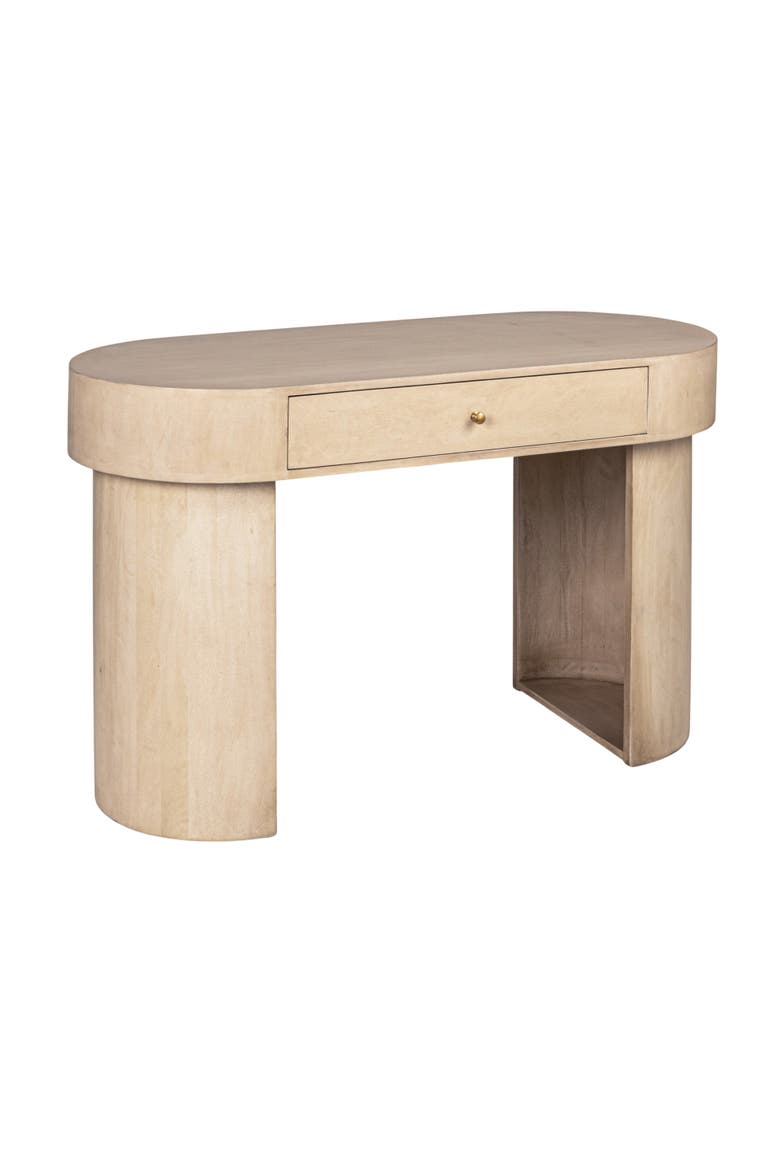 Oval Desk with Drawer, Main, color, White