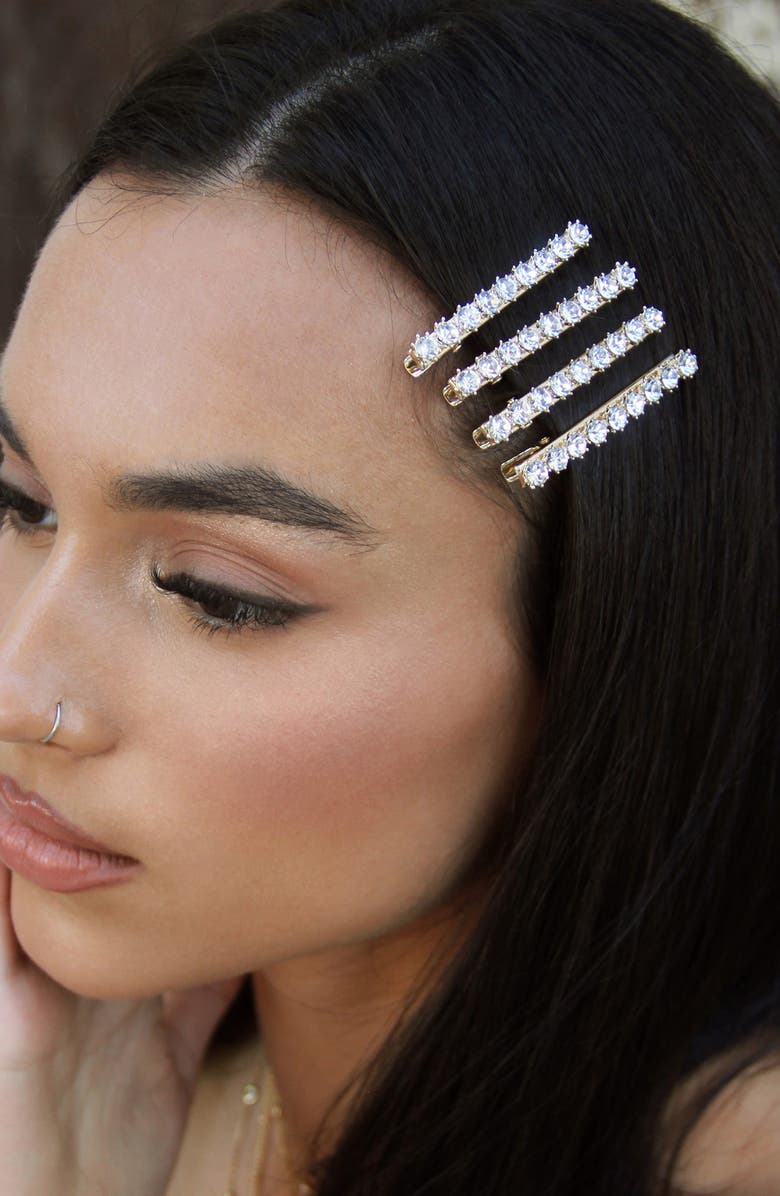 Ettika 4-Pack Crystal Hair Clips, Alternate, color,