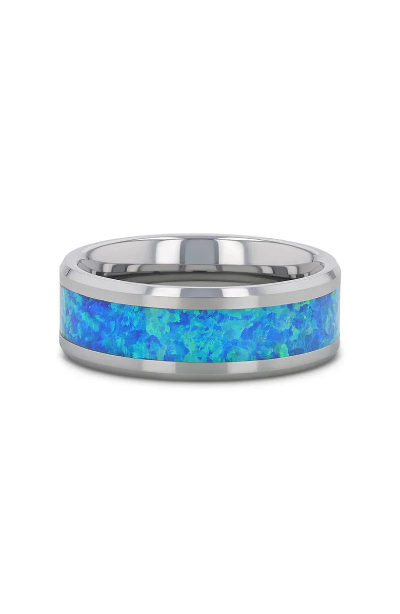 Larson Jewelers Quasar Tungsten Wedding Band With Opal Inlay, Alternate, color, Blue Green Opal 10Mm