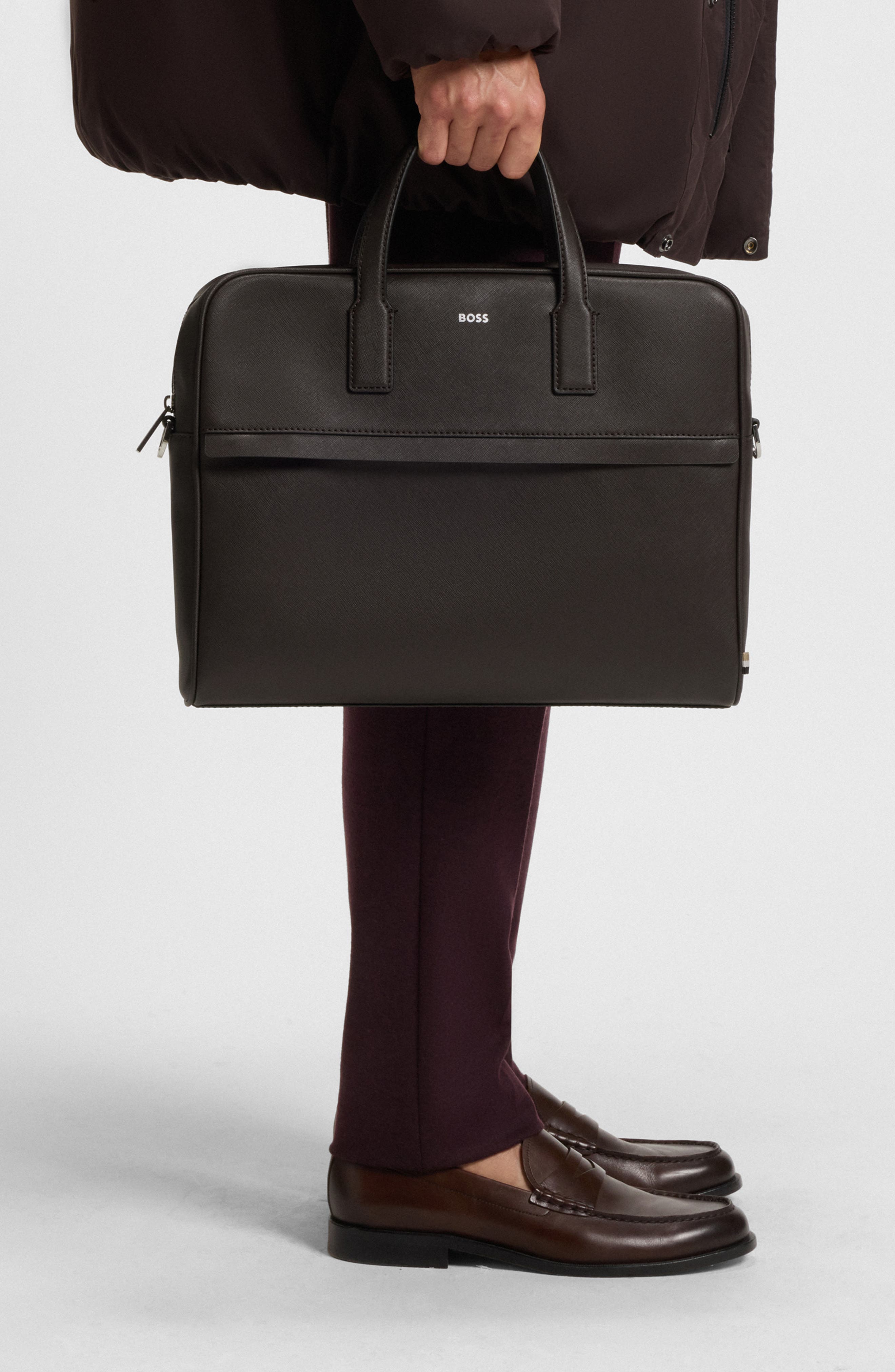 HUGO Zair Bonded Leather Document Case, Alternate, color, 