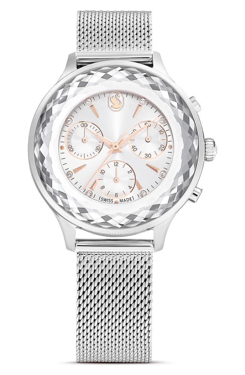 Swarovski Novo Bracelet Chronograph Watch, 37mm, Main, color, Silver