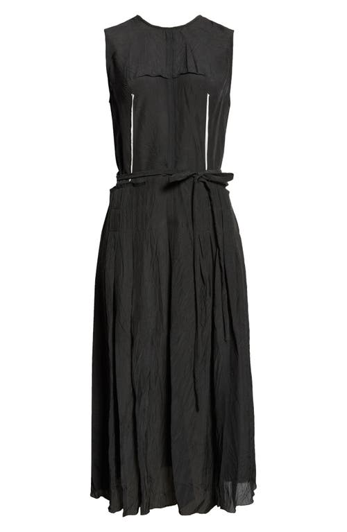 Nackiyé Nackiyè Daydream Crinkle Woven Belted Midi Dress In Noir