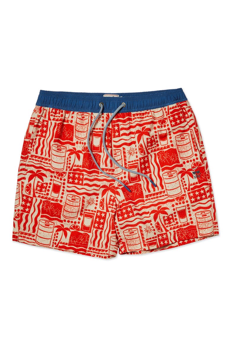 Pourth of July Happy Hour 5-Inch Swim Trunks, Main, color, CREAM