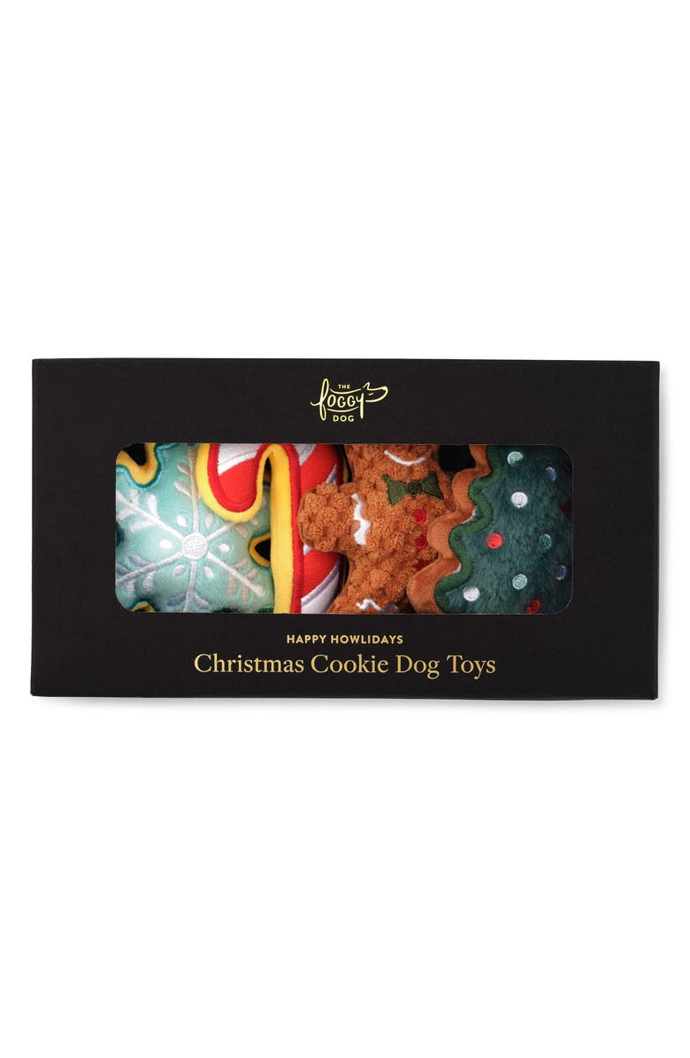 The Foggy Dog Set of 4 Christmas Cookie Plush Dog Squeaker Toys, Main, color, Christmas Cookie