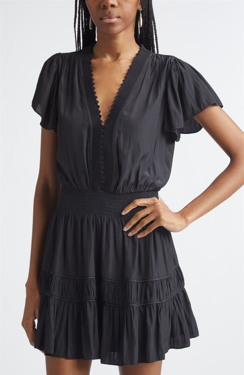 Ramy Brook Irene Short Sleeve Minidress, Alternate, color, Black
