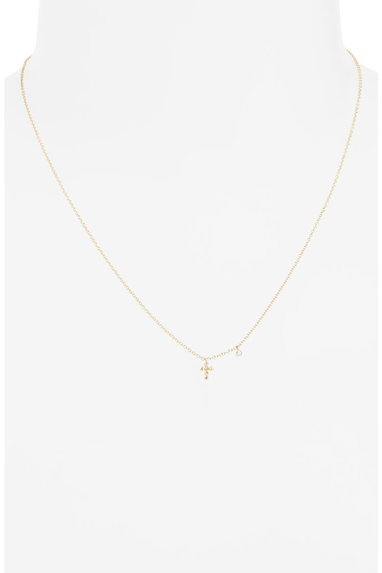 14k Gold Diamond Cross Pendant Necklace, Alternate, color, YELLOW GOLD