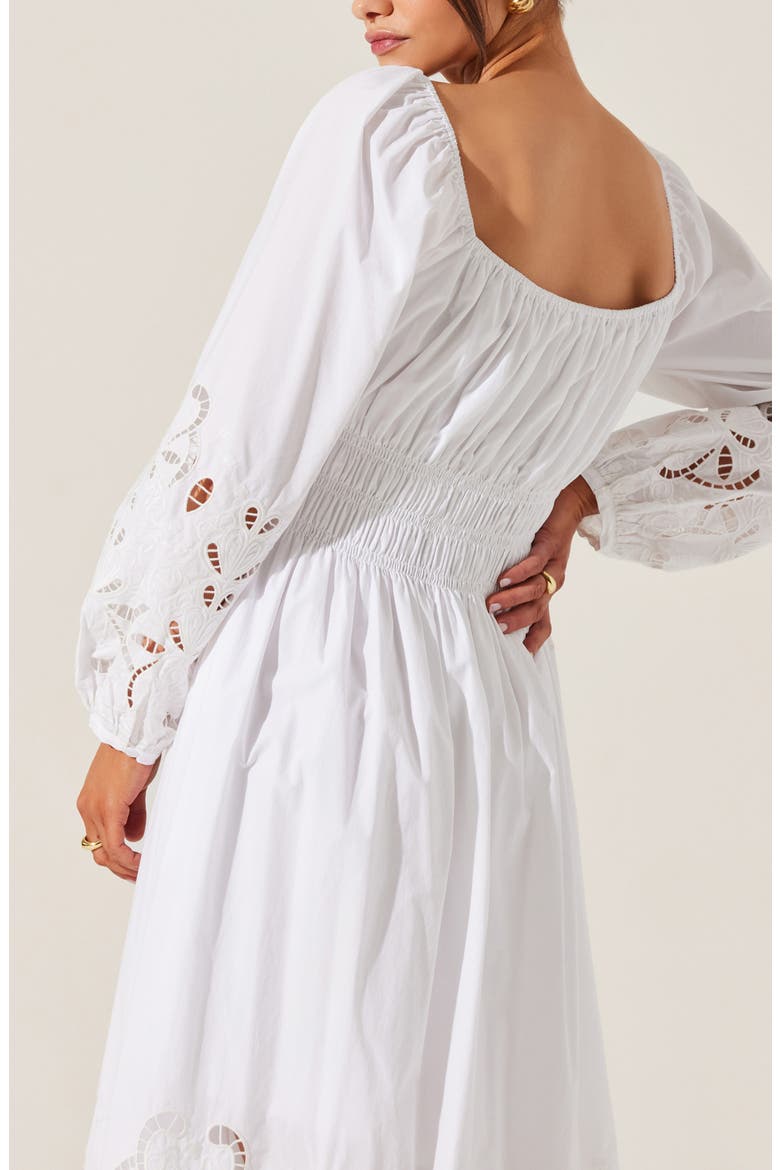 Wisnia Long Sleeve Eyelet Embroidered Dress, Alternate, color, WHITE