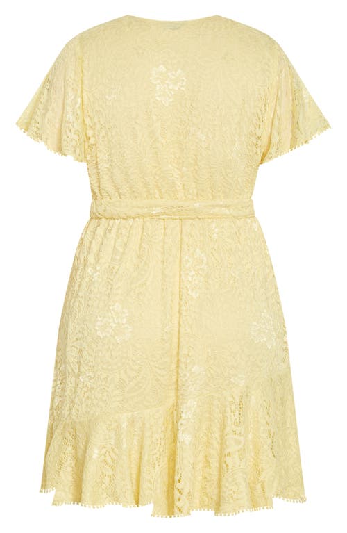 City Chic Sweat Lace Wrap Dress In Buttercup