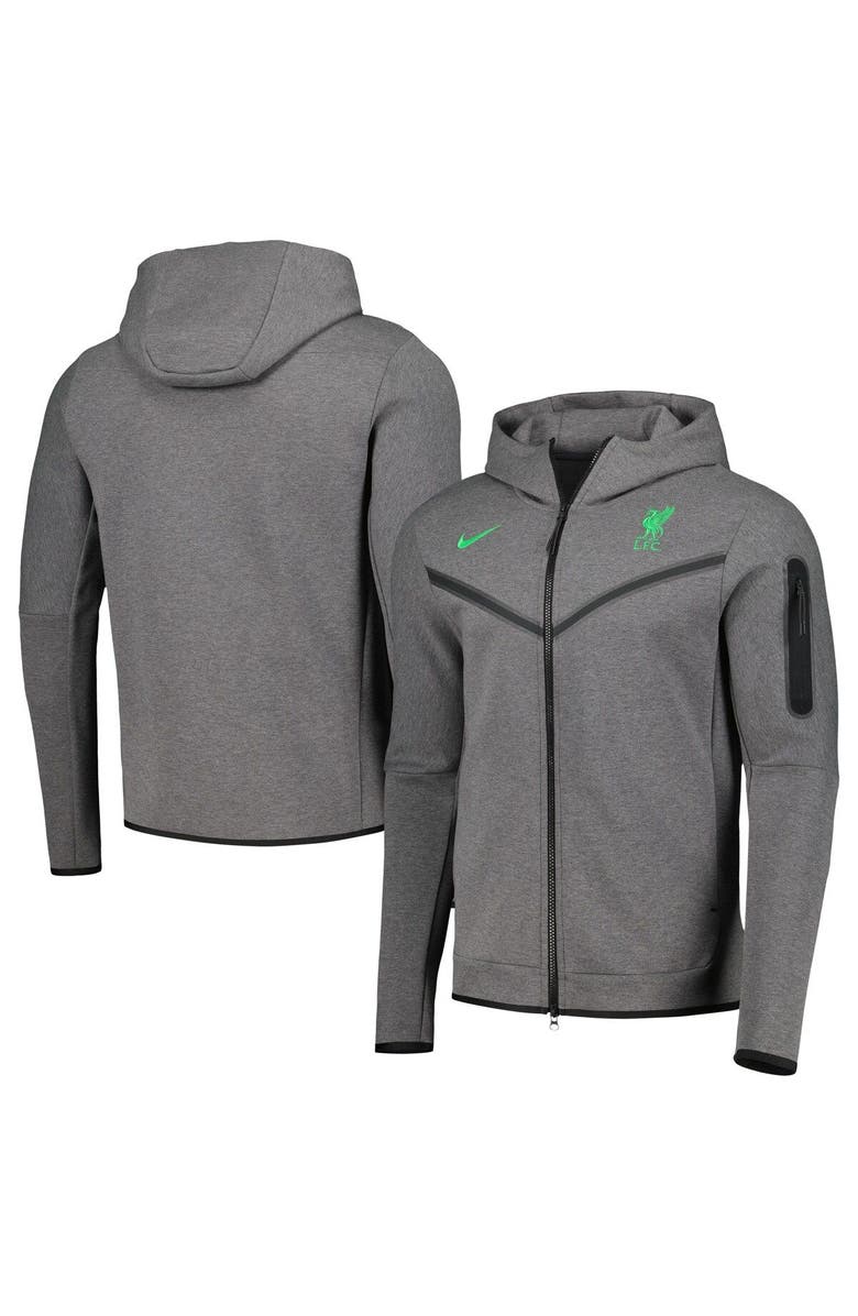Nike Men's Nike Heather Charcoal Liverpool Tech Fleece Full-Zip Hoodie Jacket, Main, color,