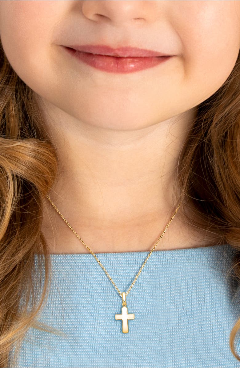 Tiny Blessings 14K Gold Regal Cross 12-14" Necklace, Alternate, color, 14K Yellow Gold