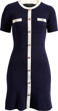 Lipsy Button Detail Rib Sweater Minidress