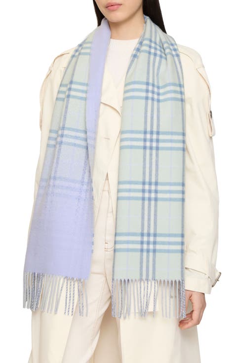 Gradient Check Jacquard Double Face Cashmere Fringe Scarf