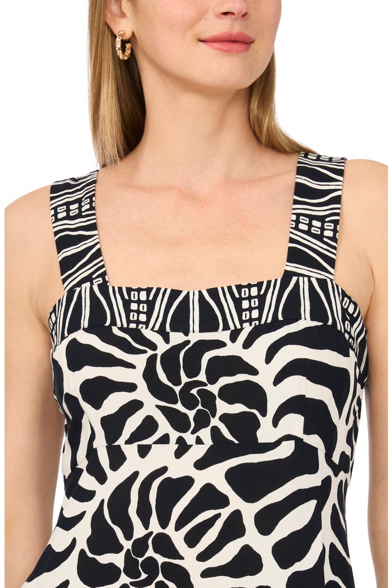 Printed Square Neck Maxi Sundress, Alternate, color, RICH BLACK